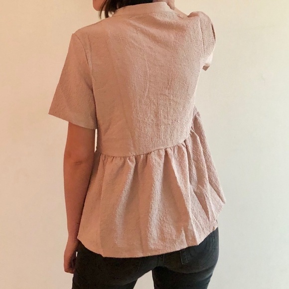 NEW SHEIN BEIGE PEPLUM BLOUSE -S - Picture 4 of 10